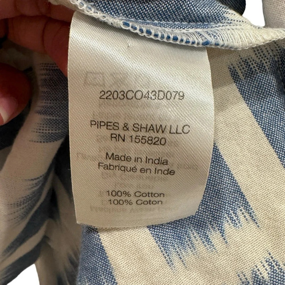 Veronica Beard Zee Ikat Ruffle Tiered Cotton Mini Dress Boho White Blue Sz 4 - Picture 15 of 15